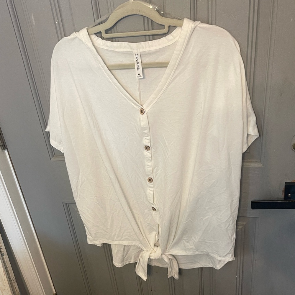 Zenana Outfitters White Button Down Shirt